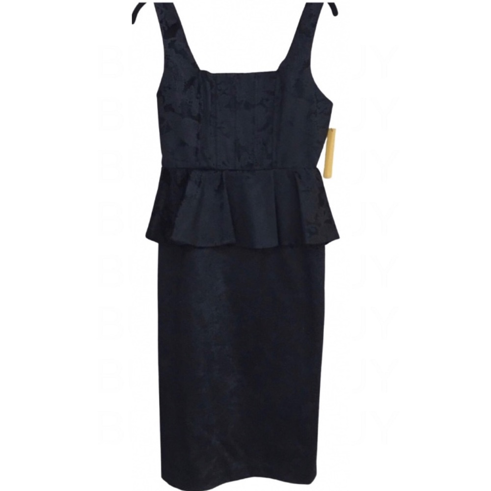 NWT Alice + Olivia Black Floral Peplum Sheath Dress 6